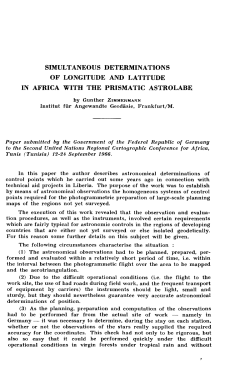 simultaneous determinations of longitude and latitude in africa with