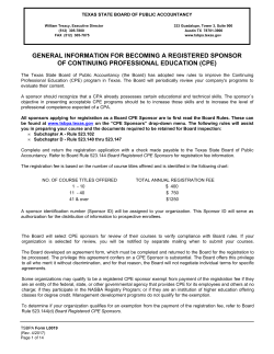 Initial Registration for Sponsoring Continuing Professional