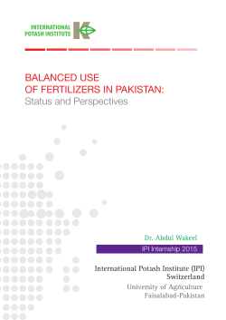 Balanced use of Fertilizers in Pakistan: Status and Perspectives