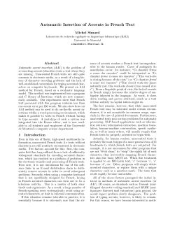 Automatic Insertion of Accents in French Text