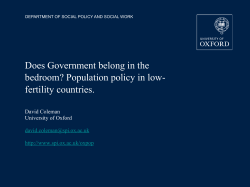 Does Government belong in the bedroom? Population policy in low