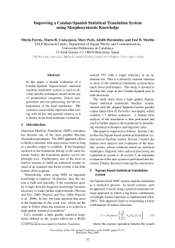 Improving a Catalan-Spanish statistical translation system using