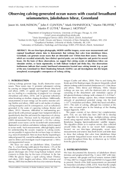 Observing calving-generated ocean waves with coastal broadband