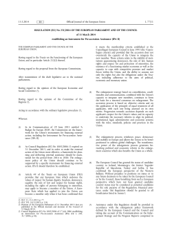 No 231 / 2014 OF THE EUROPEAN PARLIAMENT AND OF THE