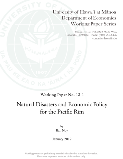 Natural Disasters and Economic Policy for the Pacific Rim
