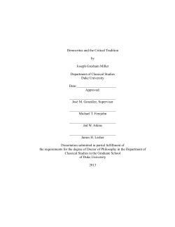 Democritus and the Critical Tradition by Joseph