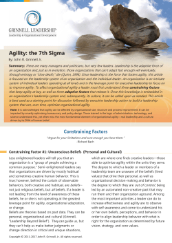 Agility: the 7th Sigma