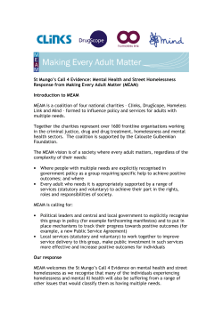 St Mungo`s Call 4 Evidence: Mental Health and Street