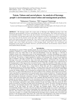 Totem, Taboos and sacred places: An analysis of Karanga people`s