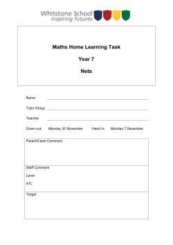 Maths Home Learning Task Year 7 Nets