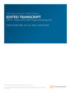2015 CIMIC HYR Investor Conference transcript