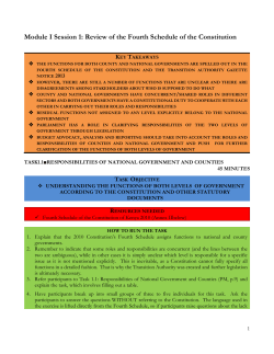 Module I Session 1: Review of the Fourth Schedule of the Constitution