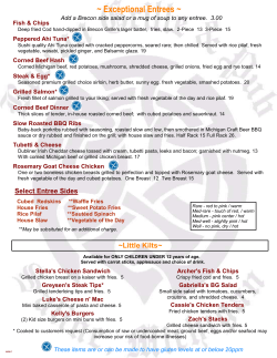 Entrees - Brecon Grille