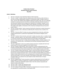 Student Code of Conduct - Northwest Missouri State University