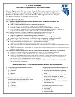 CRT Science Review #6 Life Science: Organisms and Their
