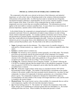 physical constants of inorganic compounds
