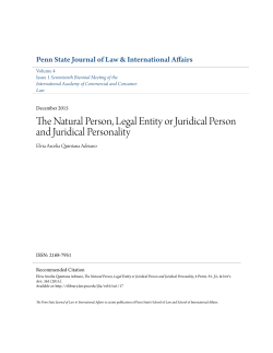 The Natural Person, Legal Entity or Juridical Person and Juridical