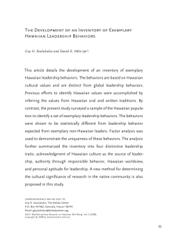 The Development of an Inventory of Exemplary Hawaiian
