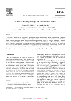 A low viscosity wedge in subduction zones