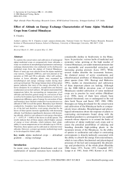 Effect of Altitude on Energy Exchange Characteristics of Some