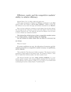 Effi ciency, equity and the competitive markets` ability to achieve effi