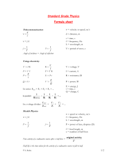 Standard Grade Physics Formula sheet