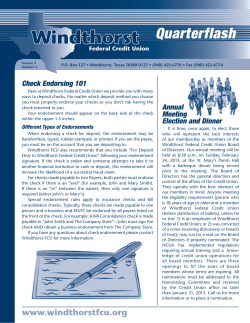 QuarterFlash Volume 9, Number 4 - Windthorst Federal Credit Union