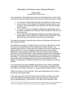 Beechland Oral History vs Historical Records