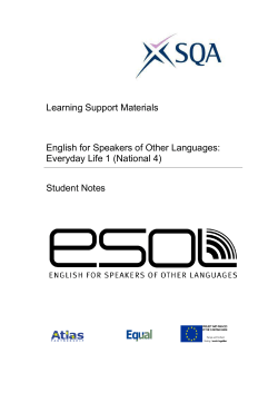 Learning Support Materials English for Speakers of Other