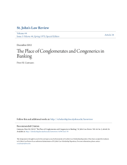 The Place of Conglomerates and Congenerics in Banking
