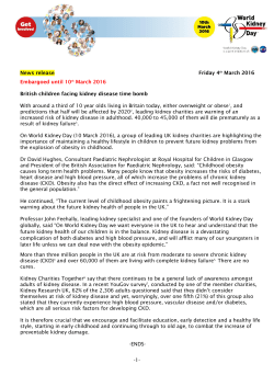 News release Friday 4th March 2016 Embargoed until 10th March