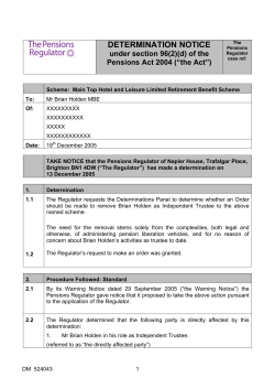 Main top hotel and leisure limited retirement benefit scheme