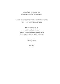 Manufacturing Consent: Italy, the Mutamassirun, Egypt, and the