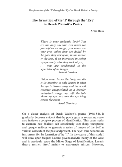 The formation of the `I` through the `Eye` in Derek Walcott`s Poetry