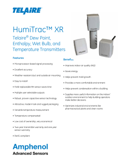HumiTrac&trade; XR General Eastern Dew Point, Enthalpy