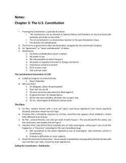 Notes: Chapter 3: The U.S. Constitution