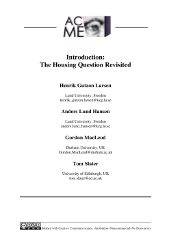 Introduction: The Housing Question Revisited