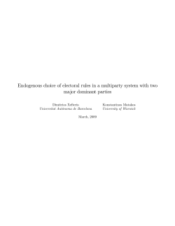 Endogenous choice of electoral rules in a multiparty system with two
