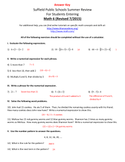 Answer Key - Suffield Public Schools