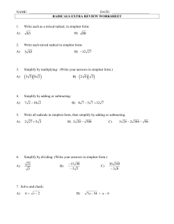 RADICALS &ndash; WORKSHEET #1