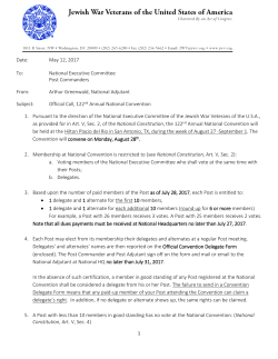 Date: May 12, 2017 To: National Executive Committee Post