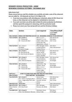 ANNIE REHEARSAL SCHEDULE OCTOBER