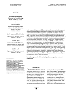 Article on Supported Employment for Youth
