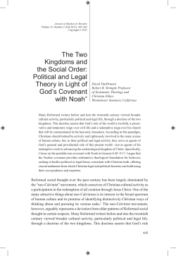 The Two Kingdoms and the Social Order: Political and Legal Theory