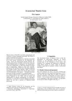 In memoriam Maurice Gross