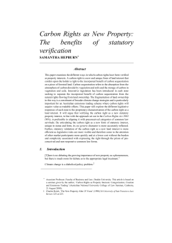 Carbon Rights as New Property: The benefits of statutory verification