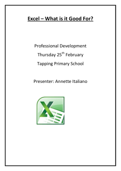 Excel &ndash; What is it Good For?