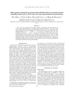 Gibbs energies of formation for hydrocerussite [Pb(OH)2&middot;(PbCO3)2