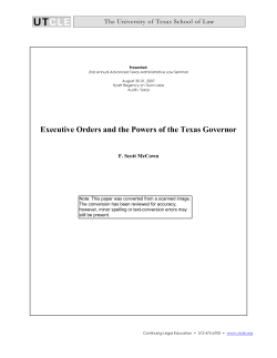 Executive Orders and the Powers of the Texas Governor