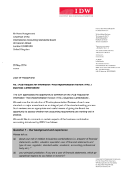 Post implementation Review: IFRS 3: Business Combinations